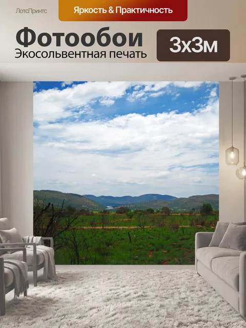 Фотообои местность с новой зеленой дикой травой