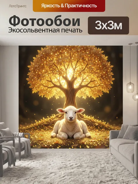 Фотообои Ягненок под светящимся деревом