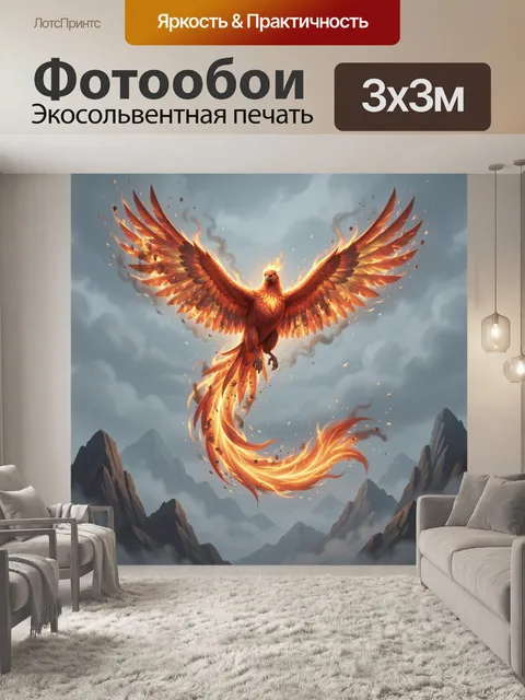 Фотообои Огненная птица над горами