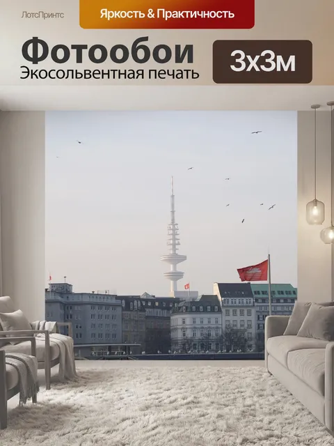Фотообои Гамбург телебашня альстер schwäne