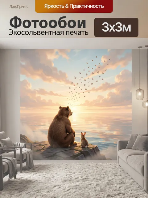 Фотообои Медведь и заяц у моря