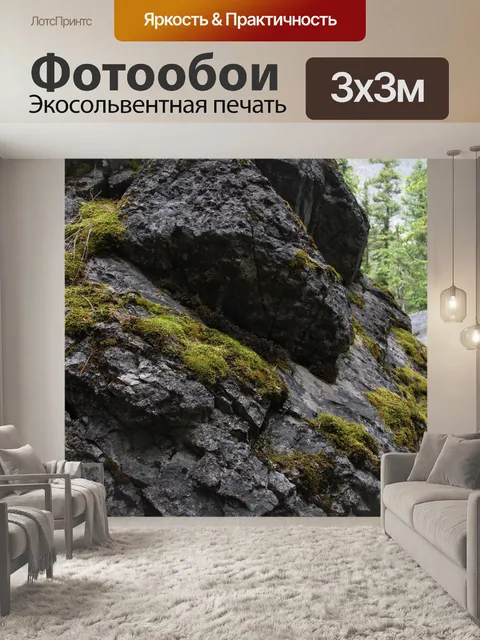 Фотообои Покрытая мхом скала