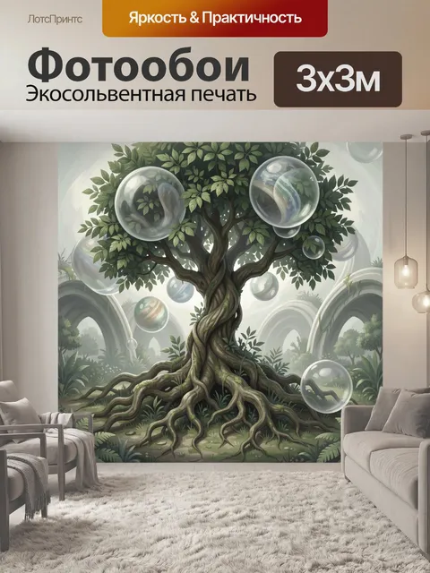 Фотообои Величественное дерево в пузырях света
