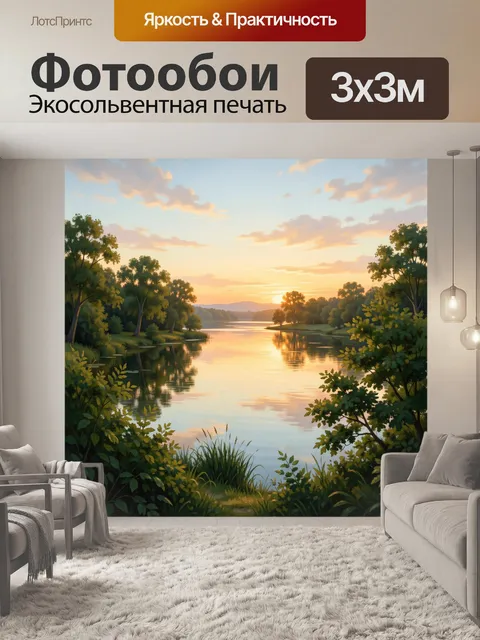 Фотообои Речная долина на закате