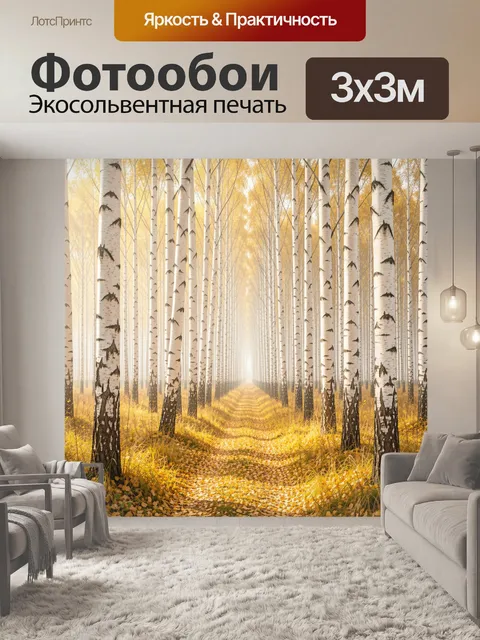 Фотообои Осенний березовый лес
