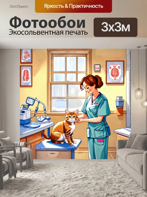Фотообои ветеринарская клиника на фоне уютного интерьера