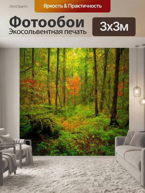 Фотообои лес с красочными деталями, которые радуют глаз