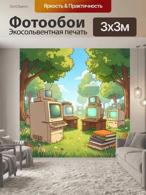 Фотообои Ретро компьютеры в лесу