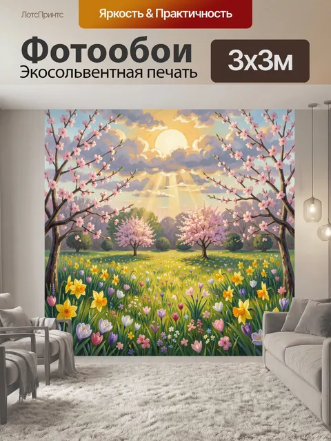 Фотообои Весенний сад под солнцем
