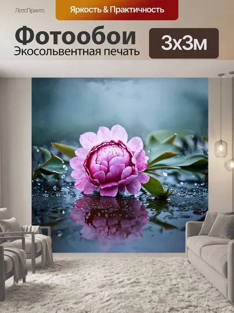 Фотообои пион, отбрасывающий свои лепестки на мокрую землю после дождя, создает сцену тишины и спокойствия