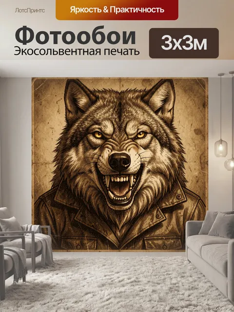 Фотообои Сердитый волк в одежде