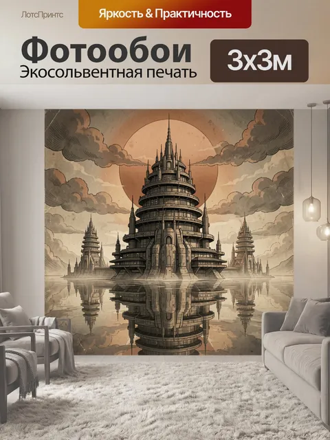Фотообои Космический мегаполис у воды