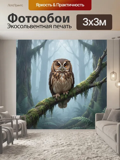 Фотообои Сова в таинственном лесу