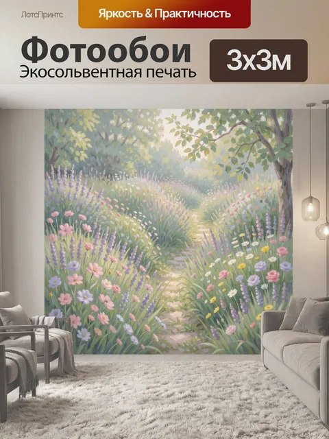 Фотообои Цветущий сад с тропинкой