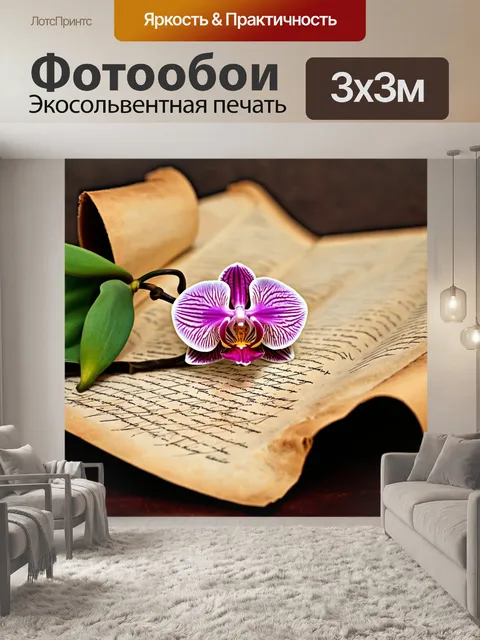 Фотообои орхидея, облетая истории, написанные на старых свитках