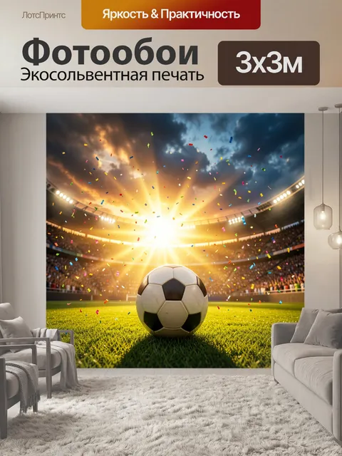 Фотообои Футбольный мяч на стадионе