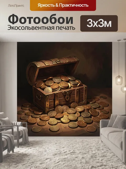 Фотообои Старинный сундук с золотыми монетами