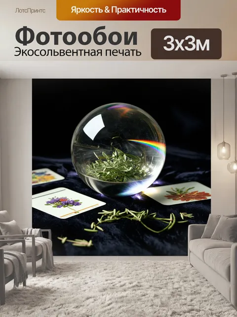 Фотообои стеклянный шар на черном бархатном фоне