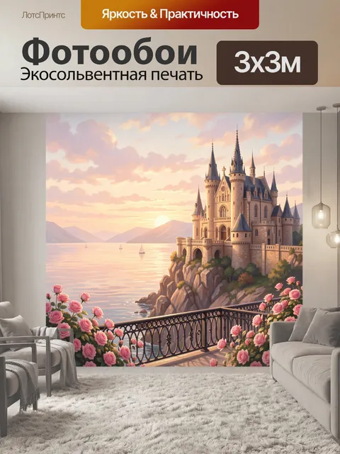 Фотообои Сказочный замок у озера
