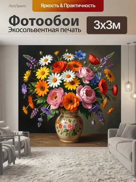 Фотообои Пышный букет полевых цветов