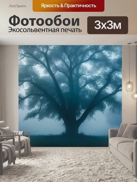 Фотообои деревья, окутанные утренним туманом