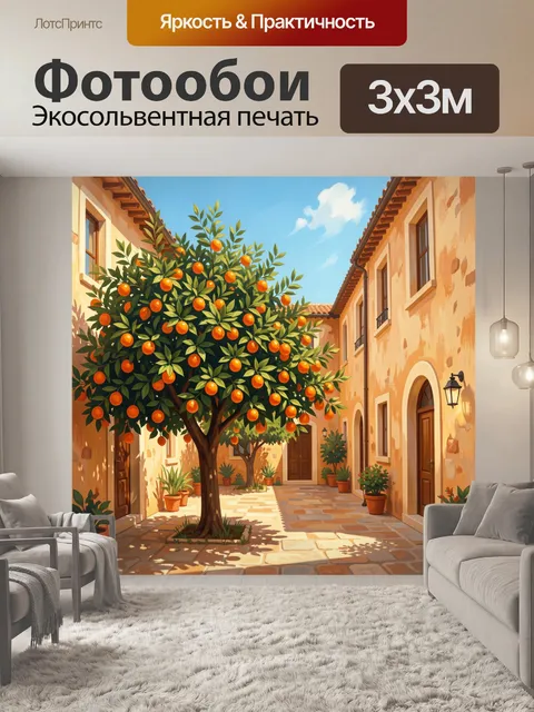 Фотообои Солнечный дворик с апельсиновым деревом