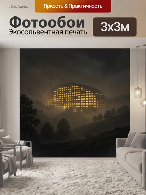 Фотообои Ночной дом в тумане