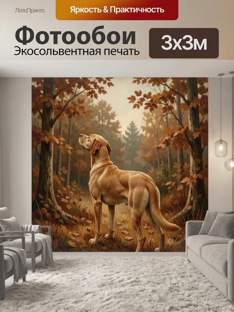 Фотообои Собака в осеннем лесу
