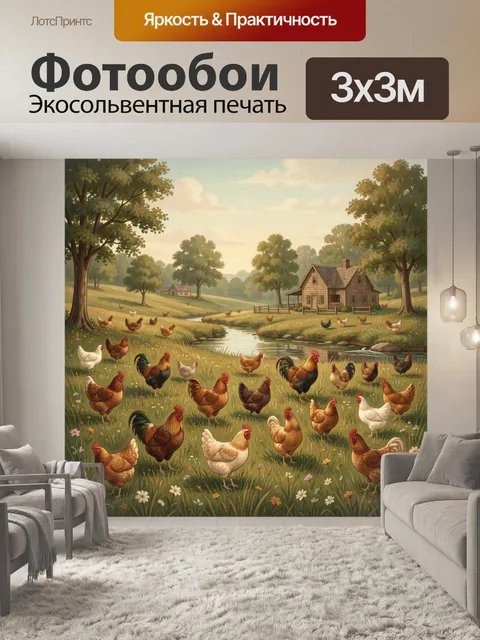 Фотообои Птичий двор у пруда