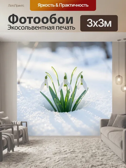 Фотообои Подснежники в снегу