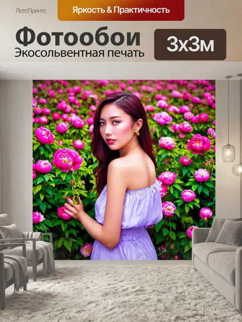 Фотообои пионы в стиле комикс