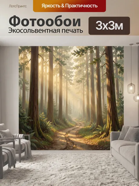 Фотообои Солнечная тропа в лесу