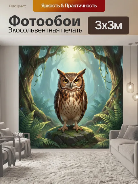 Фотообои Сова в волшебном лесу