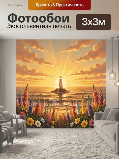 Фотообои Маяк в цветущем океане