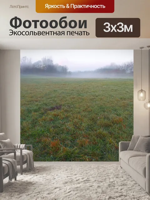 Фотообои Луг пейзаж туман фото