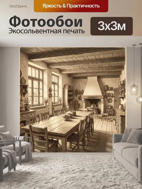Фотообои Сепийный деревенский интерьер
