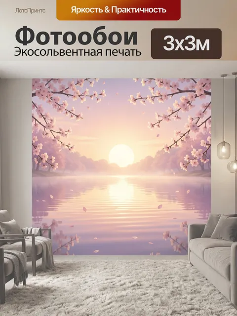 Фотообои Цветущая сакура над озером