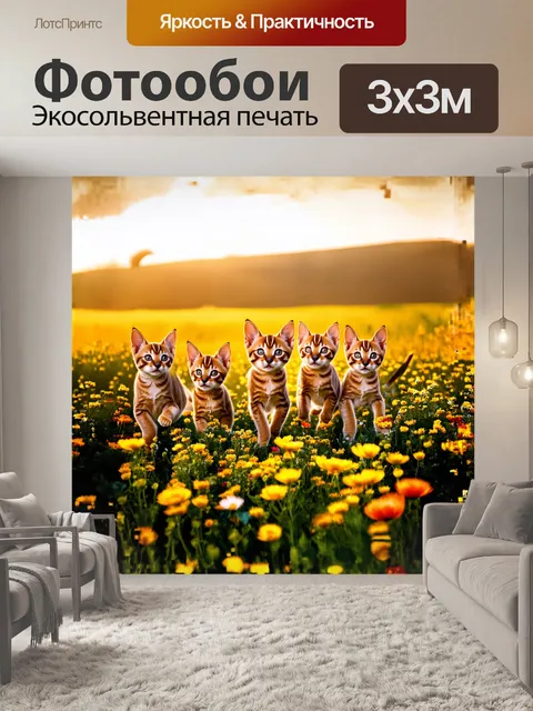 Фотообои группа игривых абиссинских котят