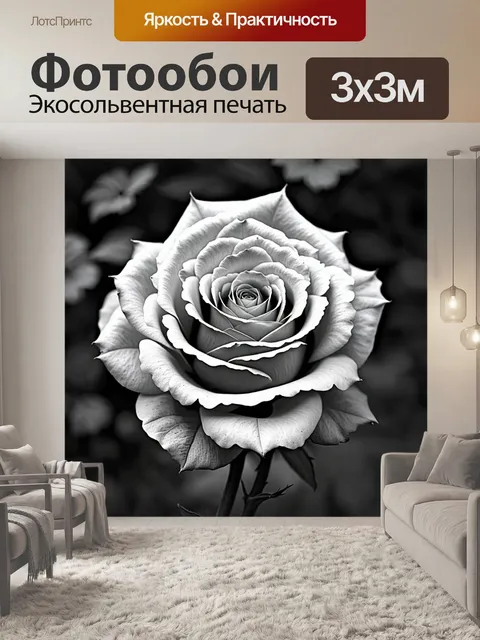 Фотообои розы в стиле черно-белый, с винтажными фоном, что подчеркивает романтику и теплоту