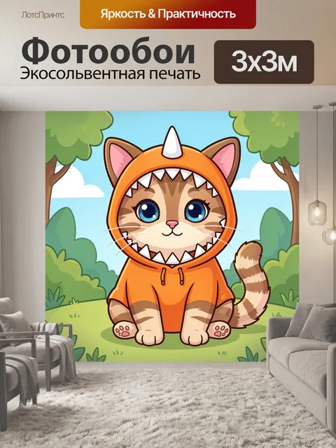 Фотообои Котенок в костюме динозавра