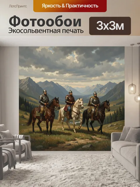 Фотообои Три всадника в горной долине