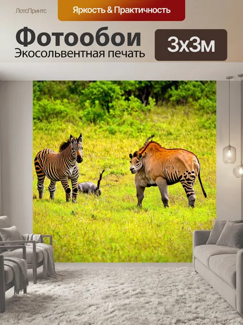 Фотообои градиент заповедника с дикими животными