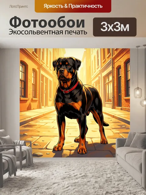 Фотообои Ротвейлер на солнечной улице