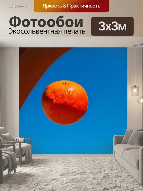 Фотообои крупный план красного оранжевого на фоне синего неба, где видны детали скорлупы