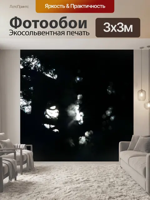 Фотообои солнечные лучи и боке через ветви