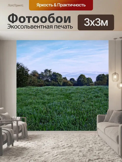 Фотообои Луг поле деревья пейзаж