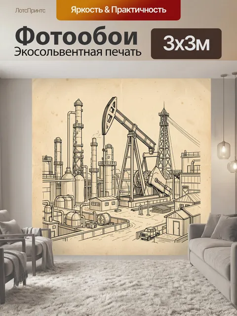 Фотообои Нефтяная вышка и завод