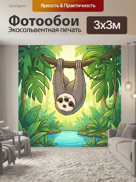 Фотообои Ленивец в тропических джунглях