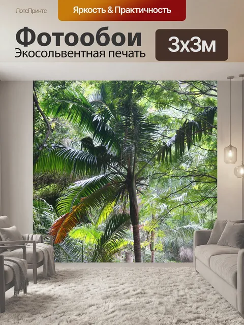 Фотообои пальмы в субтропической растительностью