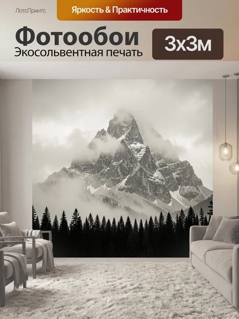 Фотообои Заснеженная вершина в тумане